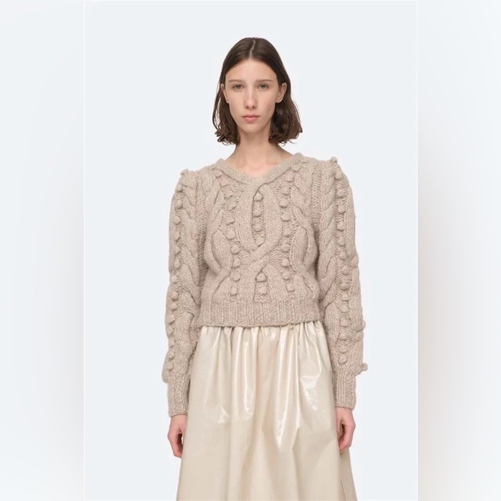 Sea NY Caden Cable Knits V-neck Sweater Barley - Size M